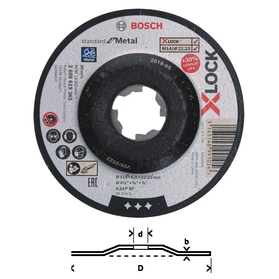 Meule à ébarber XLock 115mm Standard for Metal Bosch